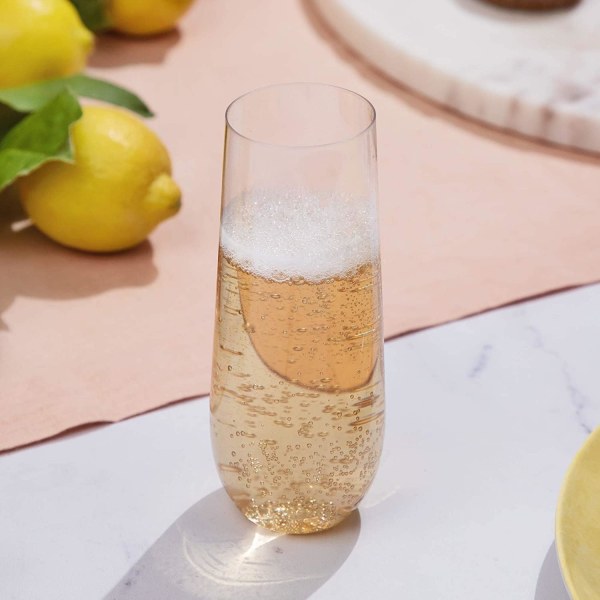 Handtagslösa champagneglas i plast - 9 oz champagneglas i plast | Cle