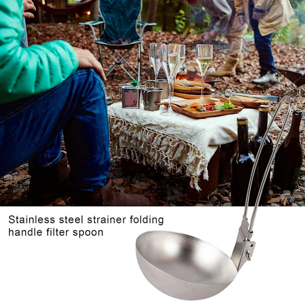 Rostfri Soppslev Skårad Sked Med Fällbart Handtag