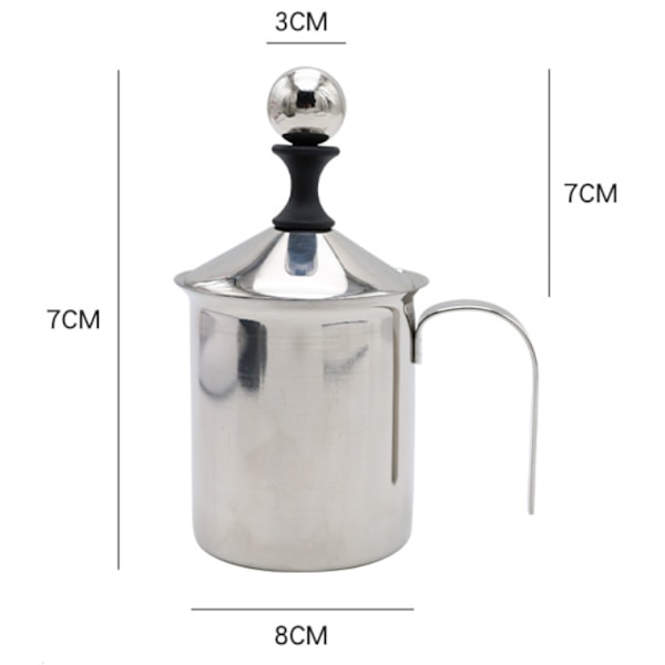 400ml Melkeskummer i Rustfritt Stål, Håndmikser, Melkeskummer, Manuell Melkeskummer, Barista-emulgator Ideell for Melkeskum, Cappuccino og Latte Macchiato