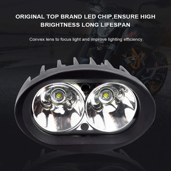 Ekstra LED-lys for motorsykkel, 20w runde LED-frontlykter for motorsykkel