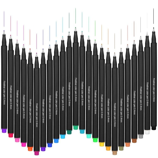 24 färger Markörer Set med spetsar Färgpennor Fine Point Art Markers