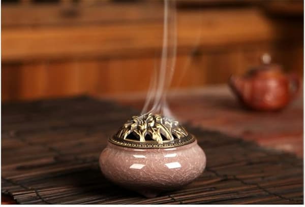 Keramisk røkelsebrenner, klassisk røkelsebrenner med messing Calabash In