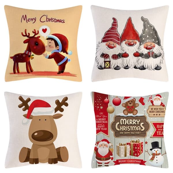 Set med 4 julkuddfodral - Linne Heminredning 45x45 cm