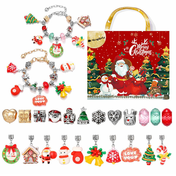 Advent Calendar 2024 for Girls Teenagers Children Jewelry with 22 Charms and 2 Bracelets Christmas Calendar