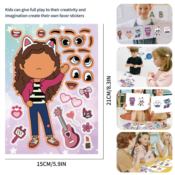 Gabby's Cartoon Stickers for Kids |24 PCS | Make a face Stickers,