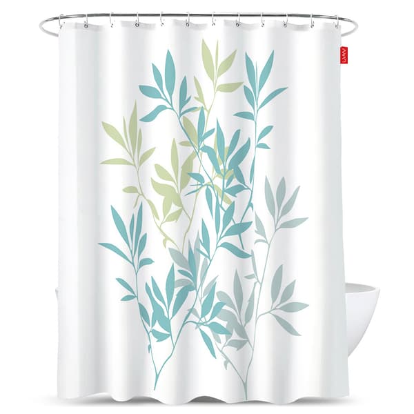 Blå blomster polyester dusjforheng, 72\" x 72\"