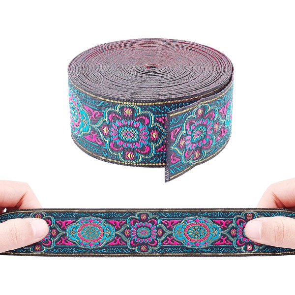 7m 33mm Vintage Jacquard Bånd Brodert Vevd Bånd Stoff Trim Frynser