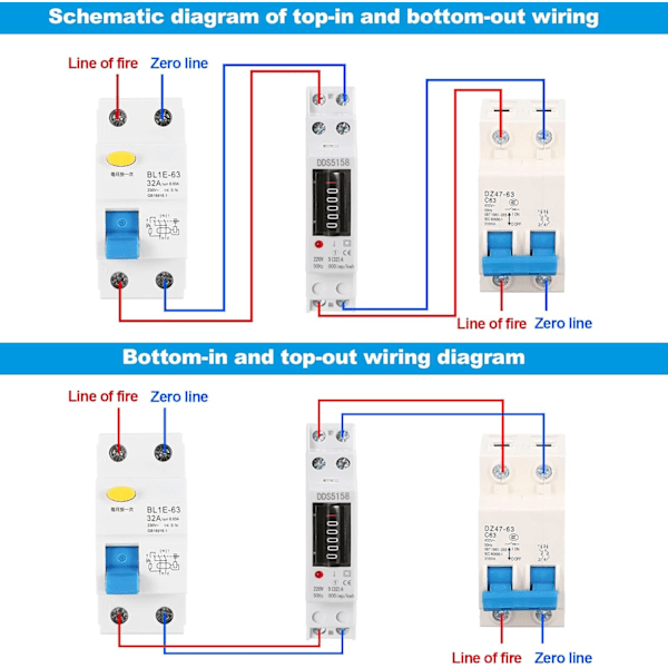 Sähkömittarin Kulutus 1P 5 (32) A Yksivaiheinen DIN-kisko Energiamittari kWh Energiamittari 220V (Elektroninen Mittaus)