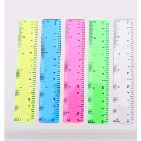 15 st färgade transparenta linjaler, 15 cm 6 tum rak linjal med centimeter
