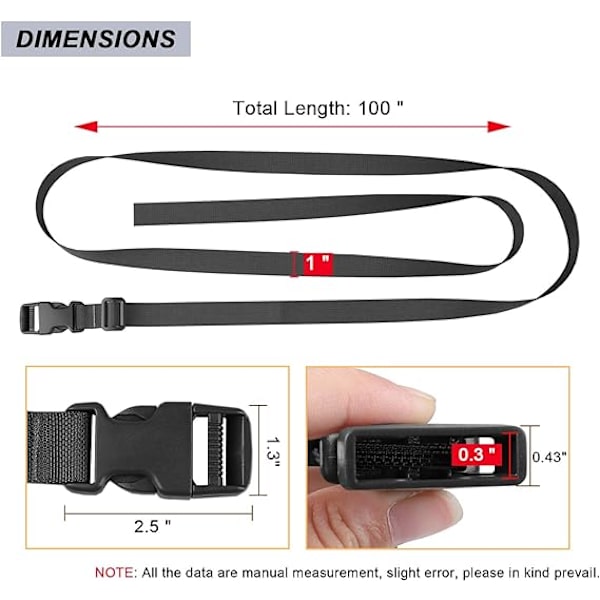 188 cm * 2,5 cm remspänne packremmar justerbart 1-tums bälte