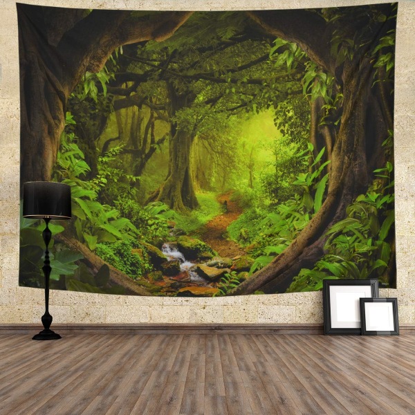 Forest Tapestry Nature Tree Cave Tapestry Väggbonad Misty Forest Tapestr