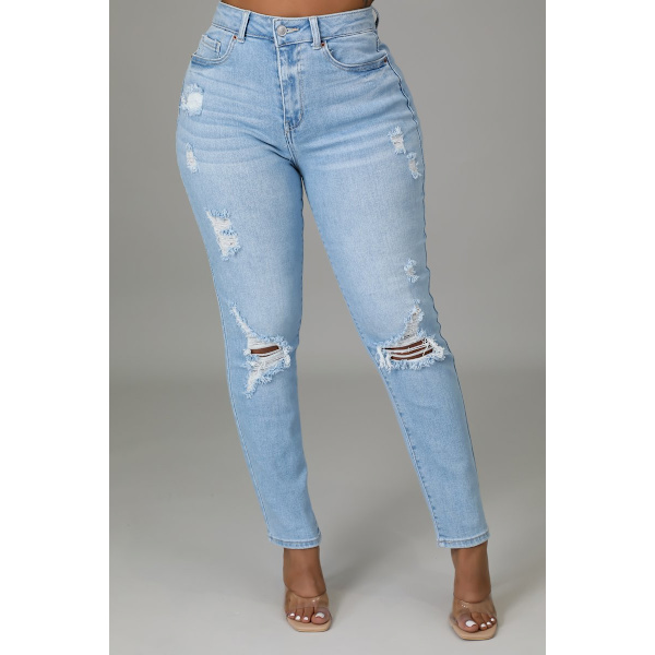 Damripped jeans söta slitna jeans stretch skinny jeans med hål