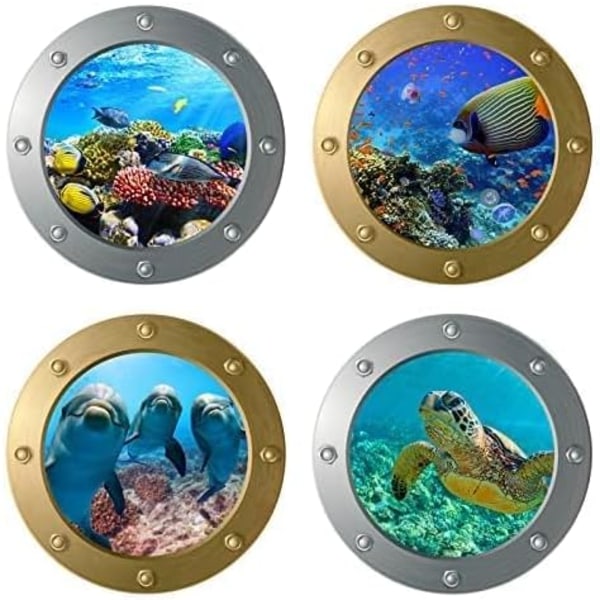 Undervattensvärld Väggdekaler, Ubåt Väggdekal, 3D Marin Tropisk Fisk Väggdekal kompatibel Vardagsrum, Havsdekal Väggdekoration co