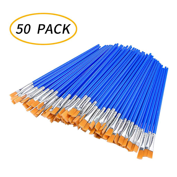 50 stk flate malepensel, liten pensel i bulk for detaljmaling