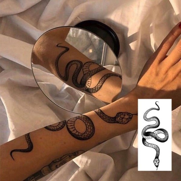 5 st Snake Tattoo Stickers Svart och vit färg Temporary Transfer Tattoo