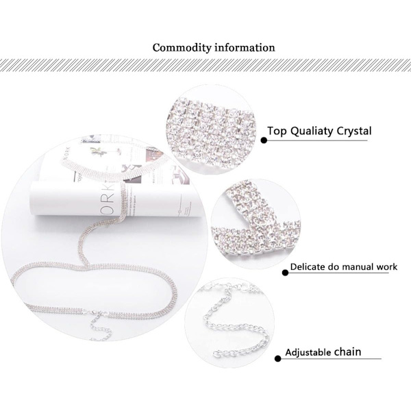 Diamant kroppskjede bh glitrende strass halskjede midjekjede Cr