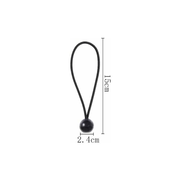 20 stk. elastiske bungee-snore til presenninger, telte, camping, presenninger, plakater, 15 cm, sort