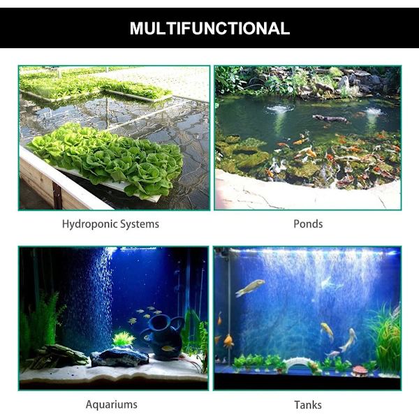 Dyb Luftsten Diffuser, Akvarium Ilt Diffuser, 2 Runde Luftsten, Luftsten kompatibel Akvarium, Akvarium Luftsten, Akvarium Bobler, Akvarium Luft Bu