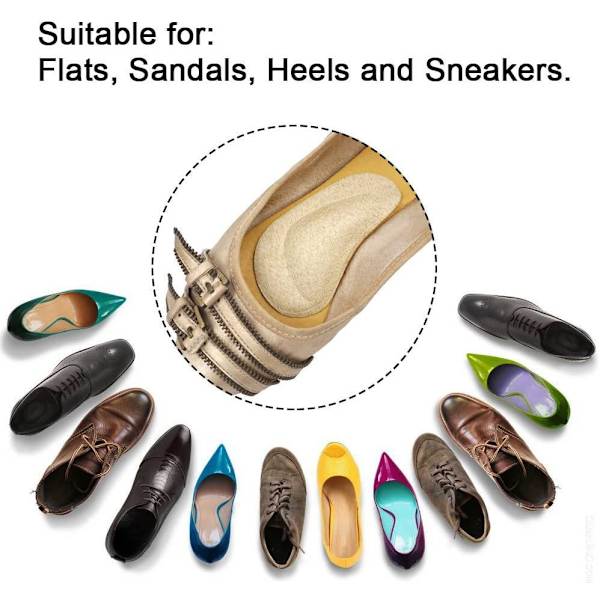 Plantar Fasciitis Arch Support Skoinlägg 3 Par, Tjockna Gel Arch Pads