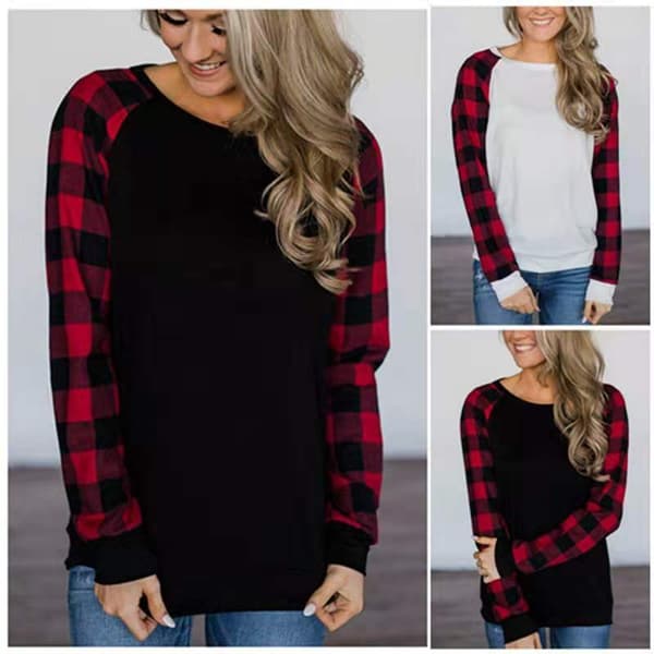 Womens Long Sleeve Shirts Crew Neck Pullover Sweatshirt Pattern Raglan Casu