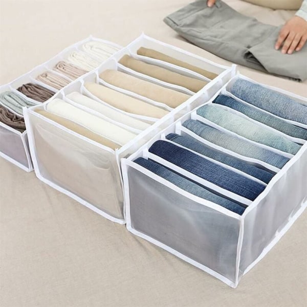 Låda förvaringsbox med fack för jeans, skåp, låda, Mesh Divid