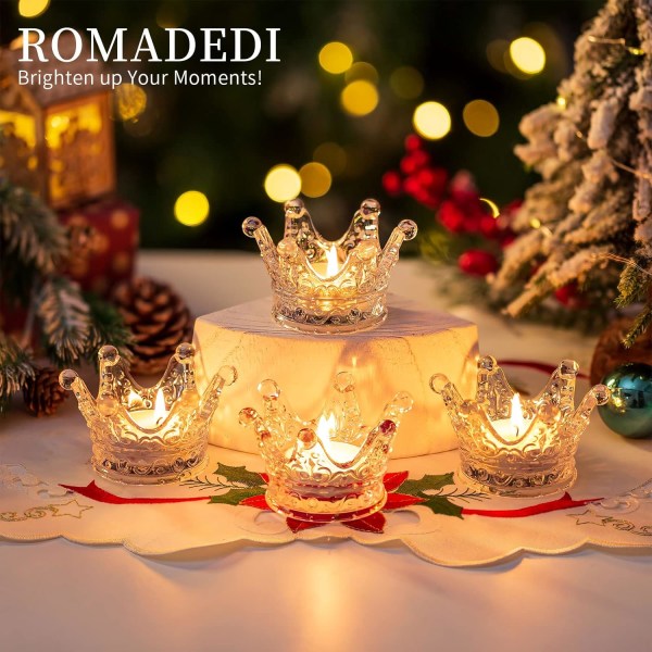 6PCS Crown Deocr Table Centerpiece Tealight Holder Clear Bulk for