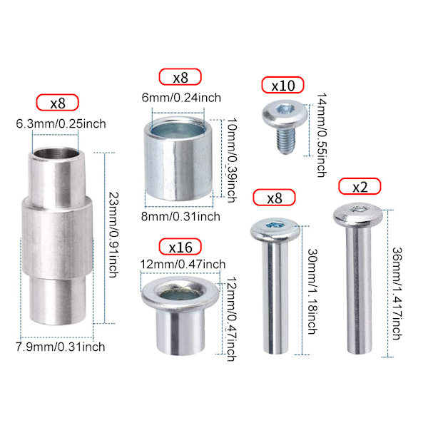 Inline Skate Axle Spacer Screw Replacement, Aluminiumlegering Rollerblade Skat