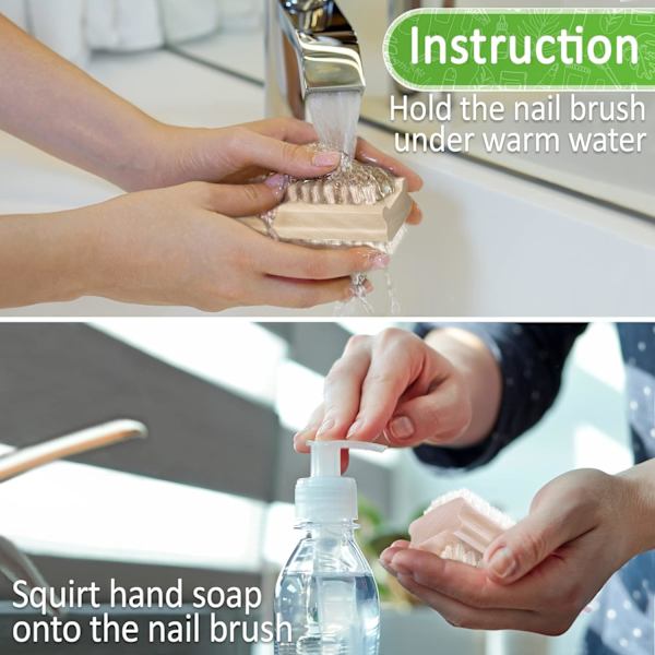 Halkskyddad dubbelsidig nagelborste i trä för nagelrengöring och skrubbning