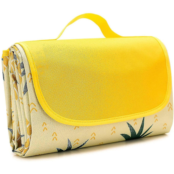 Foldbar piknikteppe - 150 x 200 cm vanntett strandmatte (ananas)