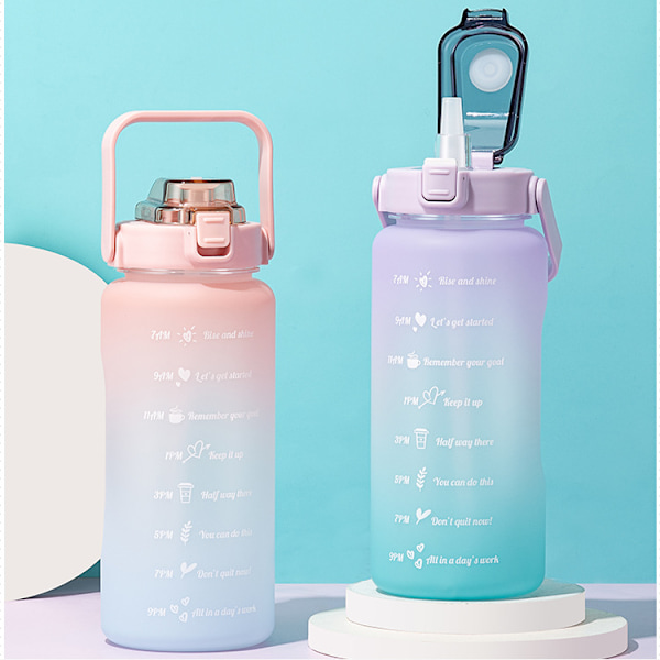 64oz, Stor Motiverande Vattenflaska med Tidsmarkör, Läckagesäker & BPA-fri