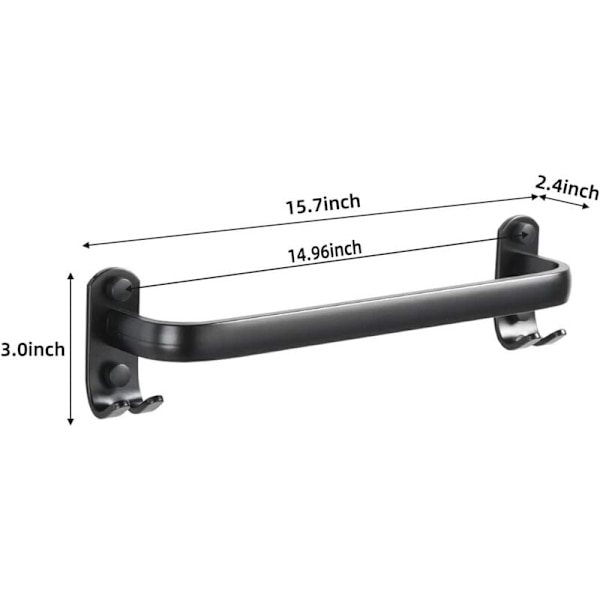 Kylpyhuoneen pyyhekisko - Seinään kiinnitettävä keittiöpyyheteline - Musta - 40cm