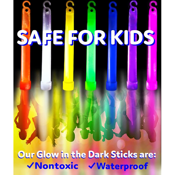 Glow Sticks Party Supplies för barn och vuxna 8pk - 6 tum Bulk Glow Light