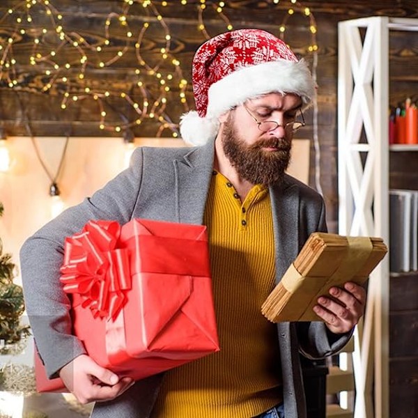 Julhatt för Vuxna, Plysch Julhatt för Kvinnor och Män, Julhatt med Pompom, Julpartytillbehör, Röd