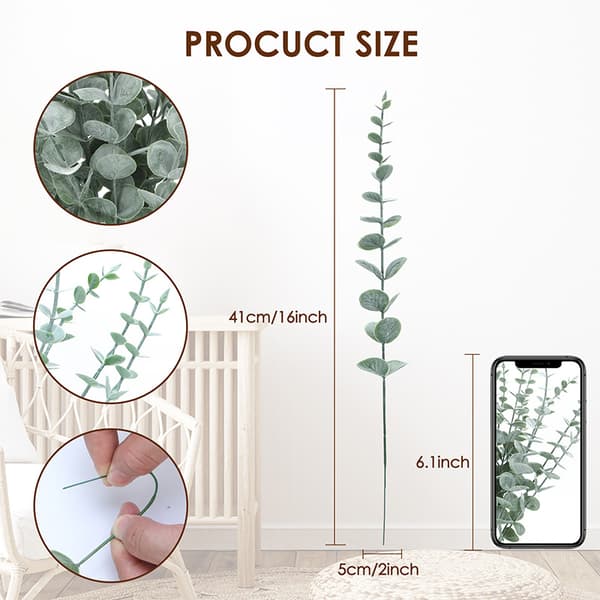 10 stk. eukalyptus stilk dekoration, kunstige eukalyptus blade til bryllup