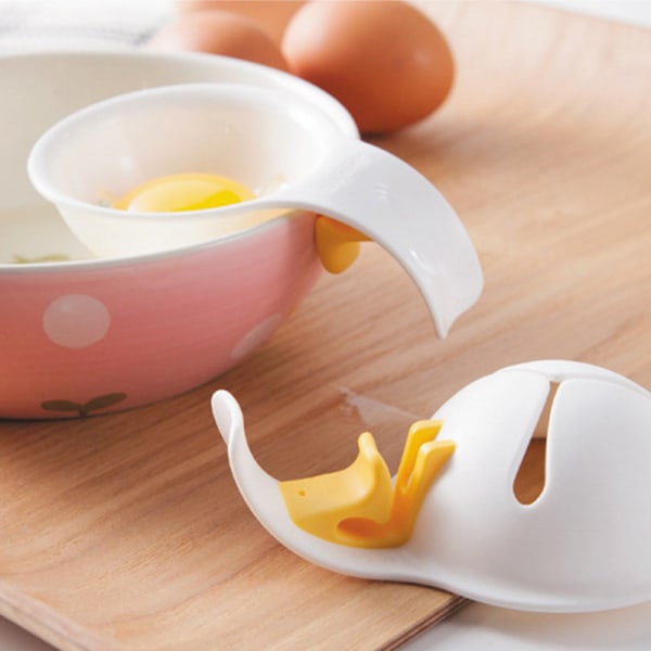 2 st Mini Vit Äggula Separator med Plast Silikonhållare Vit Äggula Separator