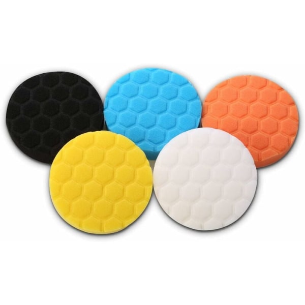 5 stk 125mm bilpoleringsputer, Hex Logic Buffing Pad Polishing