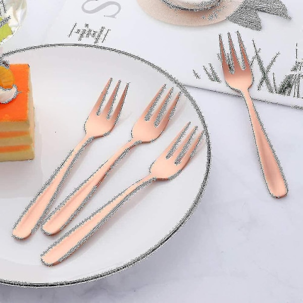 Te-skeer Små Dessert-skeer Kage-skeer Rustfrit Stål Sort 8 Stk Rosaguld