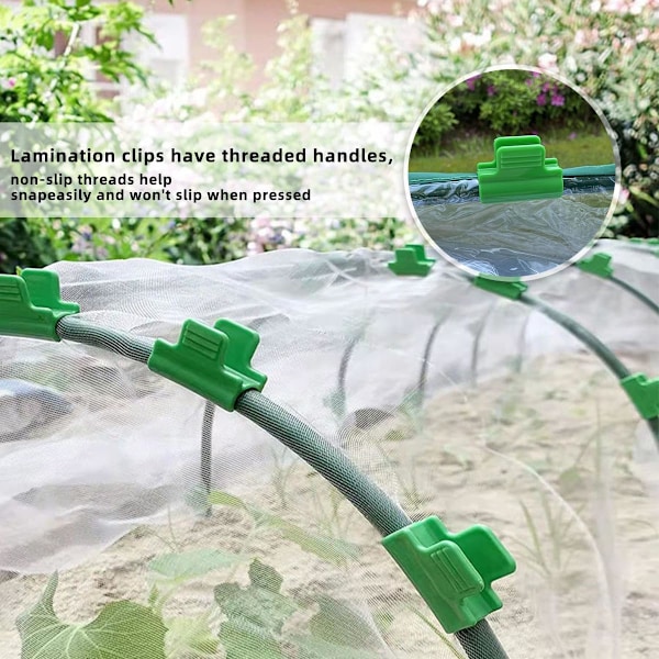 50 kappaletta kasvihuoneen kiinnikkeitä, 11 mm, kasvihuonekalvon pidike, kasvihuoneen pidike, kasvihuoneen putken pidike, muovinen verkko tunnelin vannepidike, vihreä
