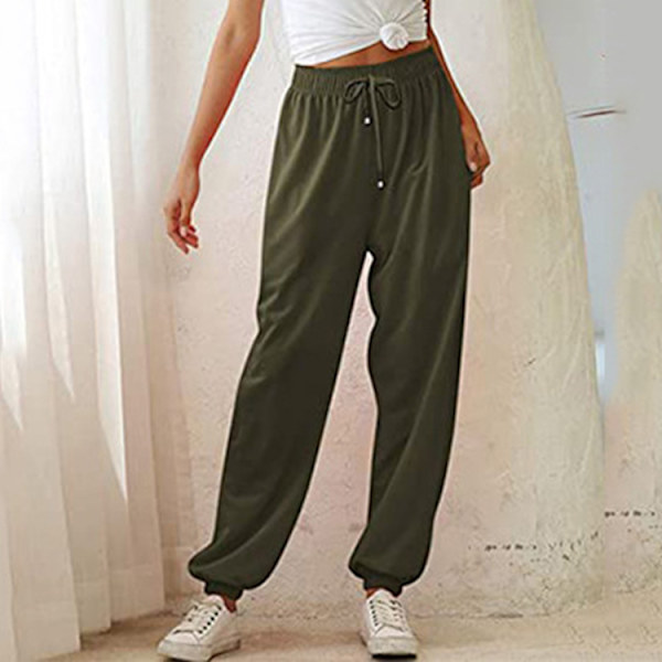 Cinch Bottom Sweatpants för kvinnor med fickor XL GRÖN
