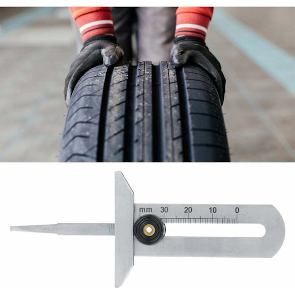 Däckmönsterdjupmätare, Däckdjupmätare Rostfritt Stål Däck Säkerhetslinjal Däckmätare 0-30mm för Bil Motorcykel