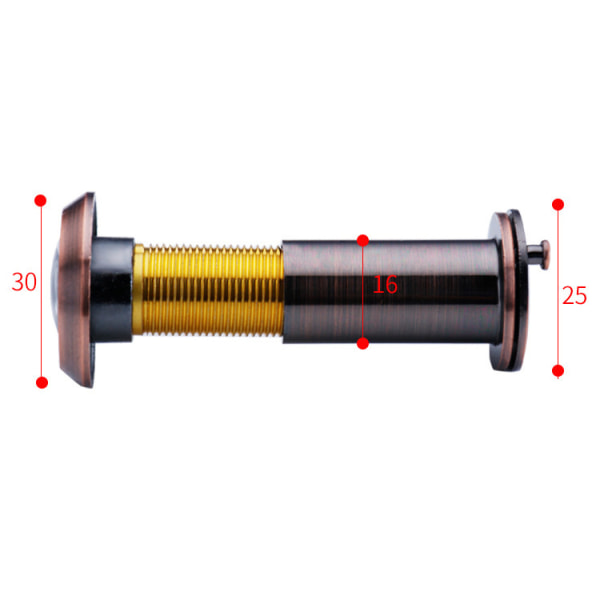 Dør kighul 200° vidvinkelobjektiv Dørtykkelse 40-65 mm (gammel rød)