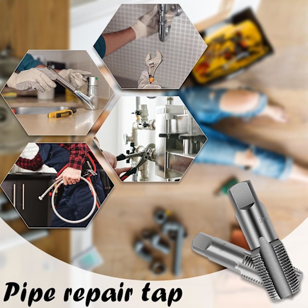 Sats med gängade tapp för rör, 1/2\" och 3/4\" - Perfekt för reparation av gängade rördelar - Högkvalitativt verktyg