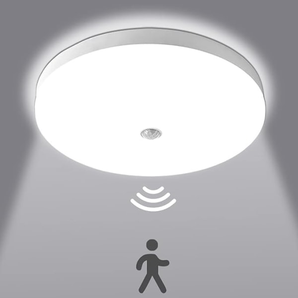 Sirkulær LED Heisebevegelsessensor Vanntett Lampe Innendørsbelysning 30cm