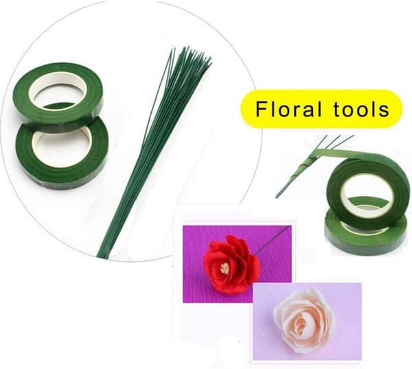 Blomsterarrangemangssats, blomstertejp och blomstertråd med avbitare, grön flora