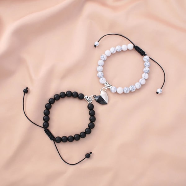 2 stk. Par Armbånd Magnetisk Hjerte Mænd Kvinder Lyst Glans Delikat Match