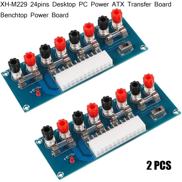 2 st 24-stifts ATX Benchtop-adapter Strömförsörjningskort Dator ATX Strömförsörjningsmodul Breakout-adapter 12V 5V 3.3V