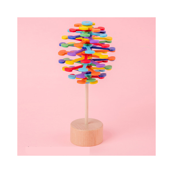 Træ Lollipop Stress Relief Legetøj, Multifarvet Træ Spiral Lollipop Sensorisk Legetøj, Farverig