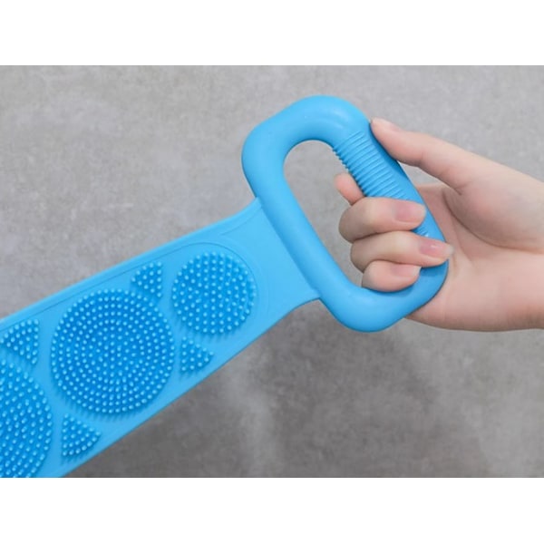Silikonryggskrubb, bad dusch silikon kroppsborste bad bälte ryggborste exfoliator bälte tvätt ren (lila)