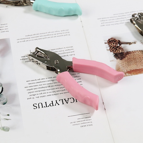 Reikäleima 6mm, Pyöreä Reikä Paperileima, Yksireikäinen Leima Pehmeällä Otteella DIY-Töihin (Vaaleanpunainen)