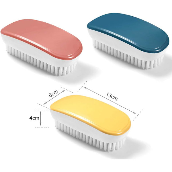3-pack Mjuka Tvätthandske, Tvätthandske, Färgglada 3-pack Handhållna Rengöringsborstar för Kläder, Skor, Matta, Köksbänk, Badkar (Gul, Röd, Blå)